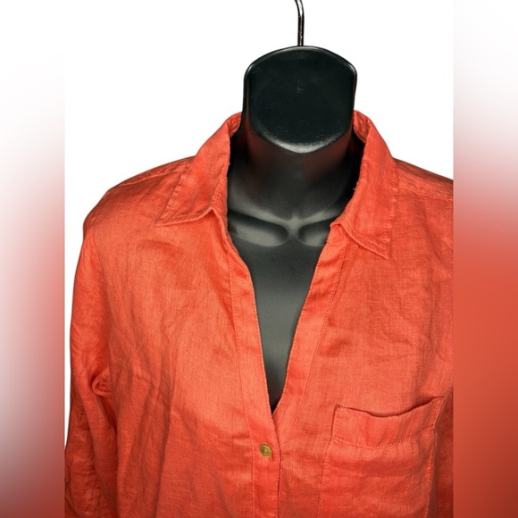 C&C California women’s 100% linen button down long sleeve shirt size small used - Picture 5 of 6